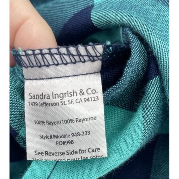 Sandra Ingrish Women’s Check Rayon Collared Button Up Blouse Sz Small Boho - Picture 6 of 10